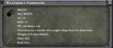 WAYFARER'S VAMBRACES item card